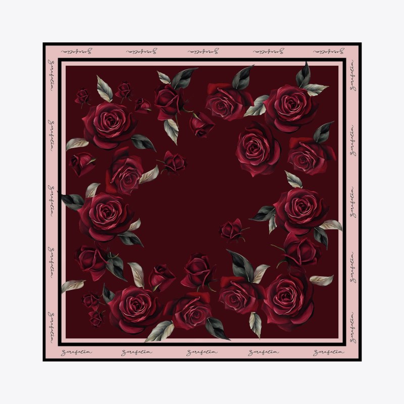 Rosalia Desen İpek Twill Eşarp